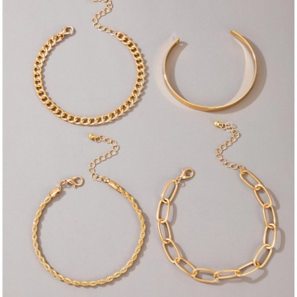 5 for $25 4 Piece Gold Color Bracelet Set - Picture 2 of 5